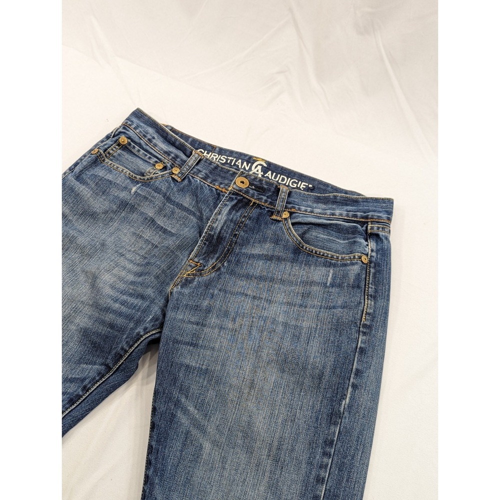Christian Audigier Denim‎ Jeans Blue Medium Wash Straight Fit 32x29 (32x30 Tag)